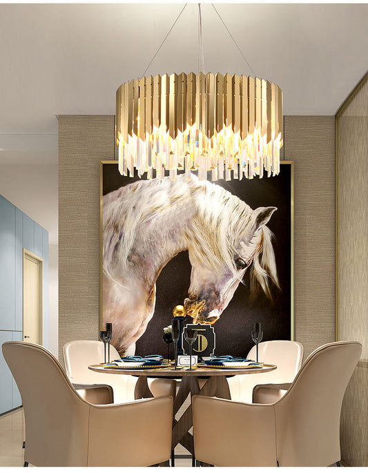 GOLD & CLEAR BAR LUXE CHANDELIER - AURA LIGHT