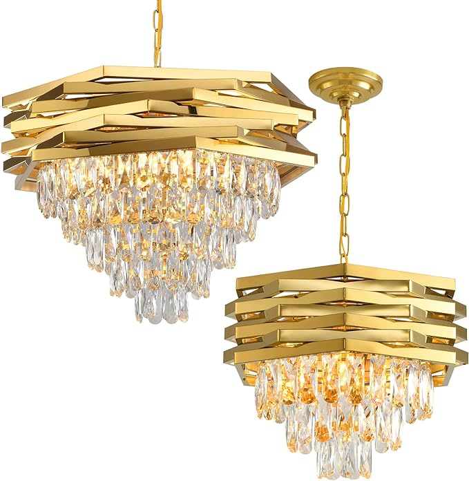 GOLD CRYSTAL CHANDELIER - AURA LIGHT