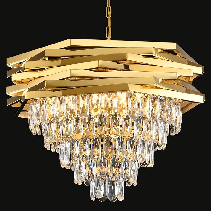 GOLD CRYSTAL CHANDELIER - AURA LIGHT