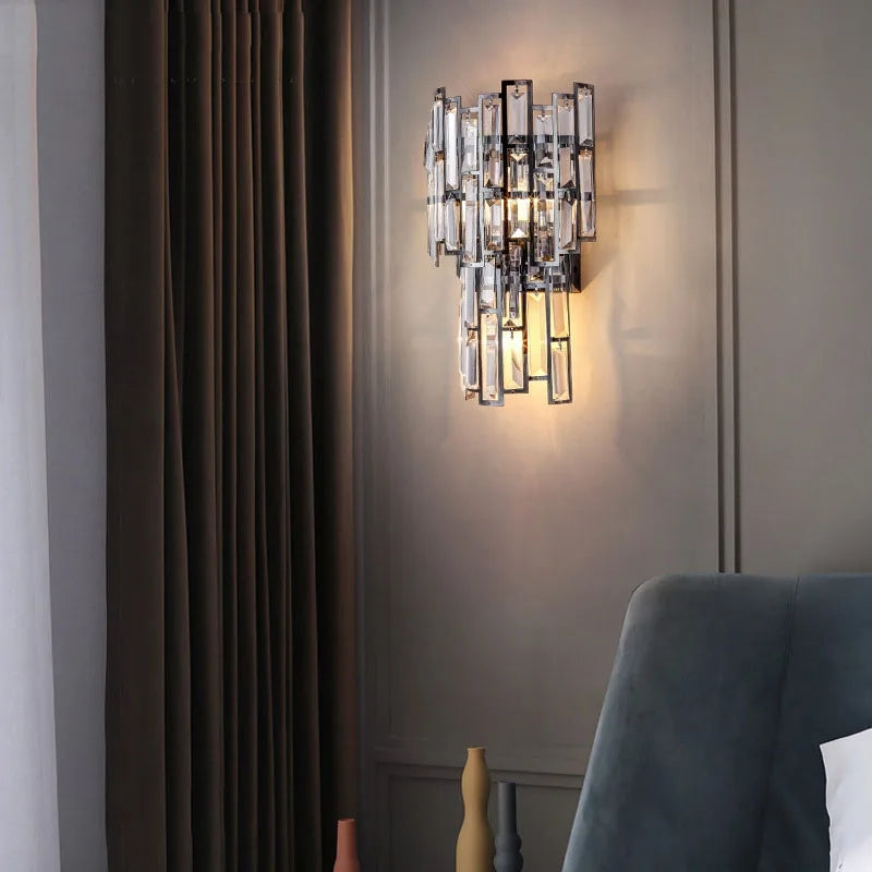CRYSTAL GLASS SHADE WALL LIGHT - AURA LIGHT