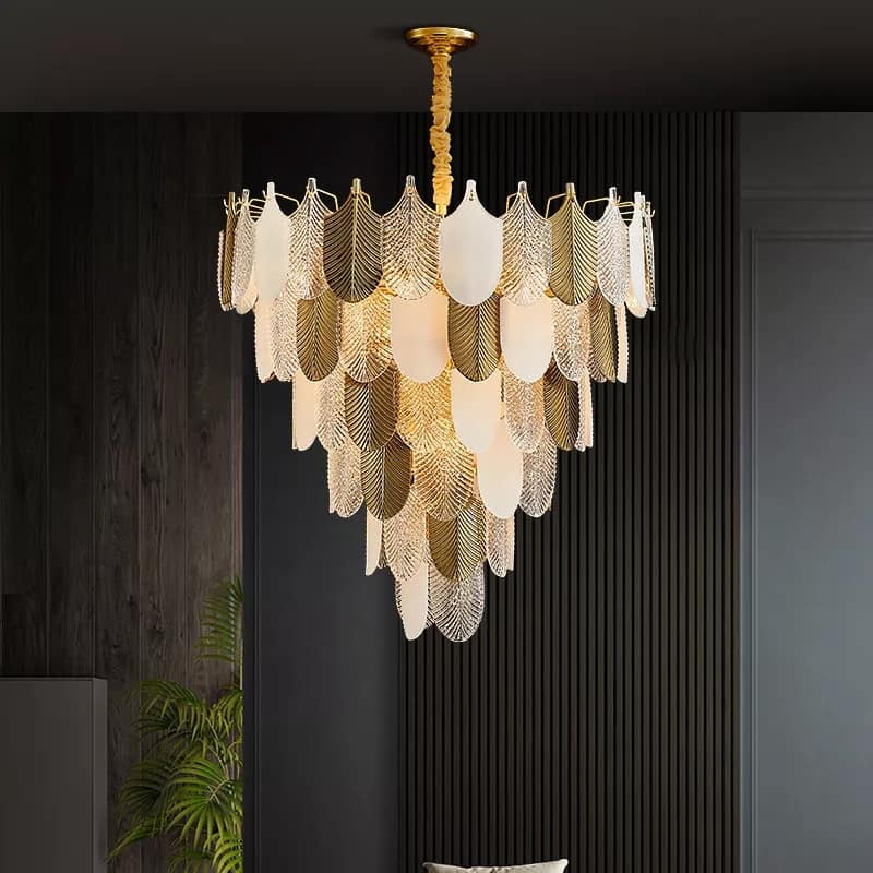 MULTI SHADE FEATHER CHANDELIER