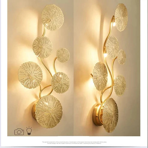 NORDIC GOLD LOTUS LEAF WALL LIGHT