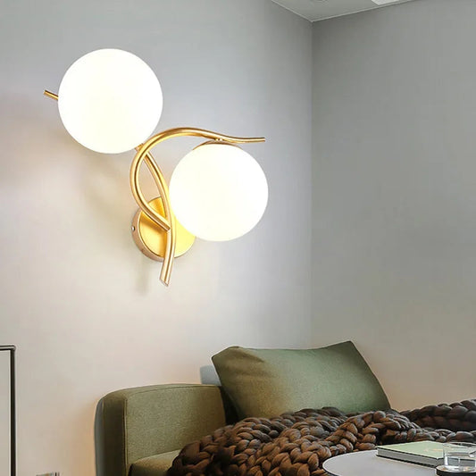 TWISTED WHITE GLOBE WALL LAMP