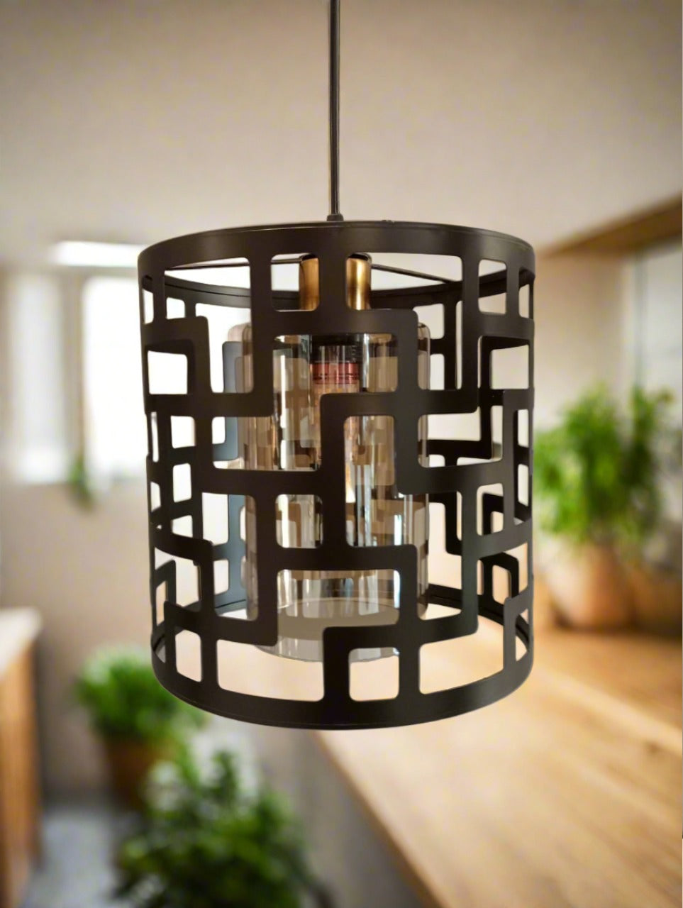 VINTAGE METAL CAGE HANGING PENDANT